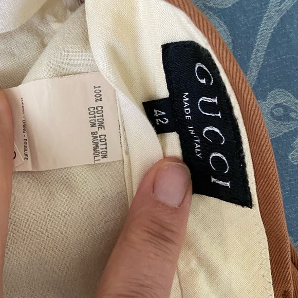 Vtg Gucci cotton pants, size 42 Italian. Nice cut, rich brown, great condition - Picture 6 of 8